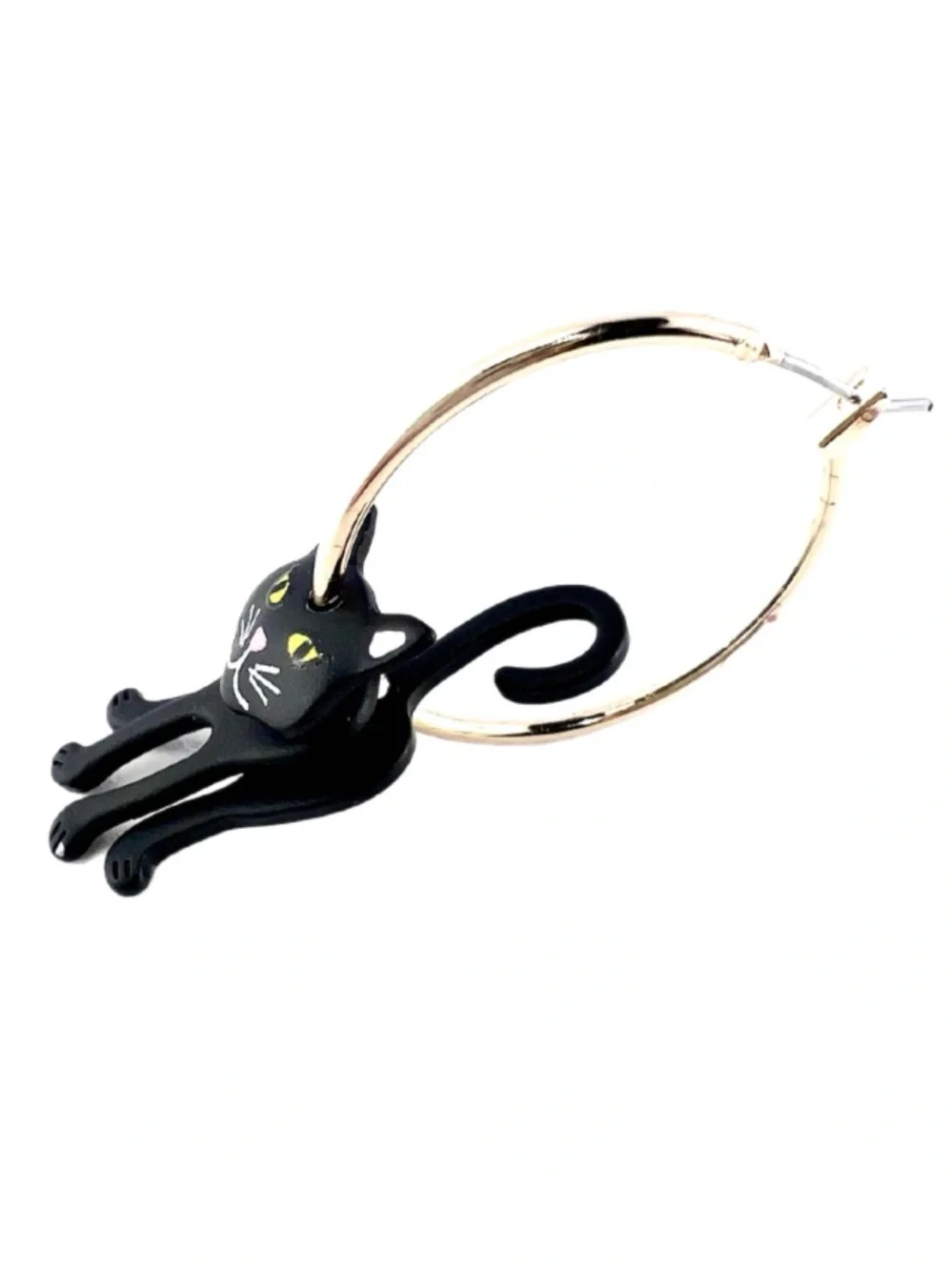 Black Cat Hoop Earrings - True to Form Black Cat Earrings
